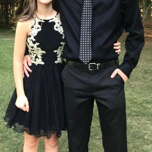 Black and gold high neck homecoming dress